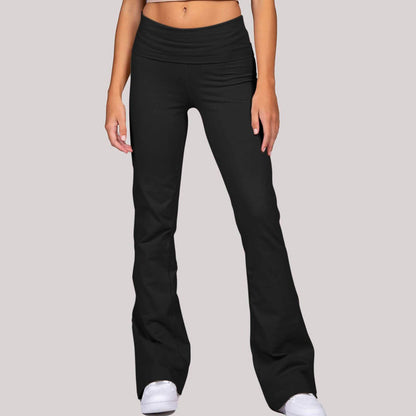 Slim-Fit Low Waist Bell-Bottom Pants - Stylish Wide Leg in Black & Wine - Buy Center