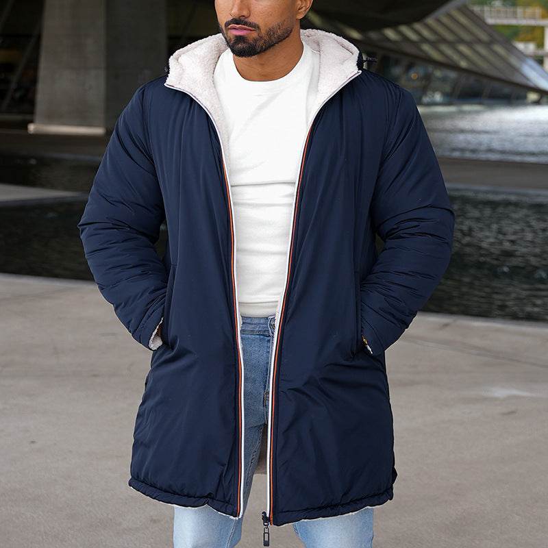 Men's Autumn Winter Hooded Zipper Jacket - Double-Sided Warmth & Style - Buy Center