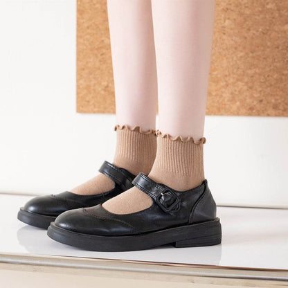Women's Solid Color Wooden Ear Socks - Comfortable Cotton Short Tube - Buy Center