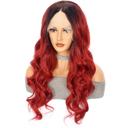 Red Large Wave Curly Wig - 26" Stylish Cosplay Hair with Bangs - Buy Center