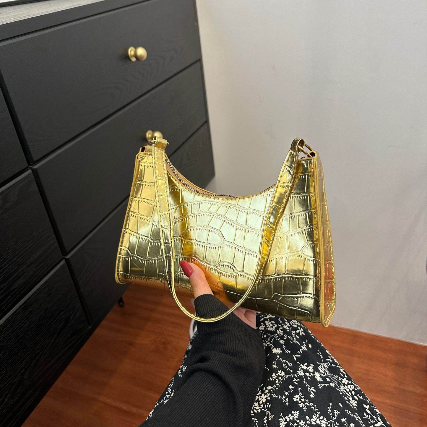 Buycenter Candy Color Shoulder Bag - Embossed Stone Pattern, Soft PU - Buy Center