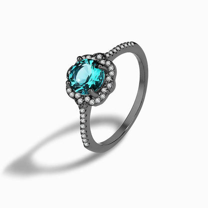 Buy Center Vintage S925 Silver Flower Ring - Black Gold Palaiba Stone - Buy Center