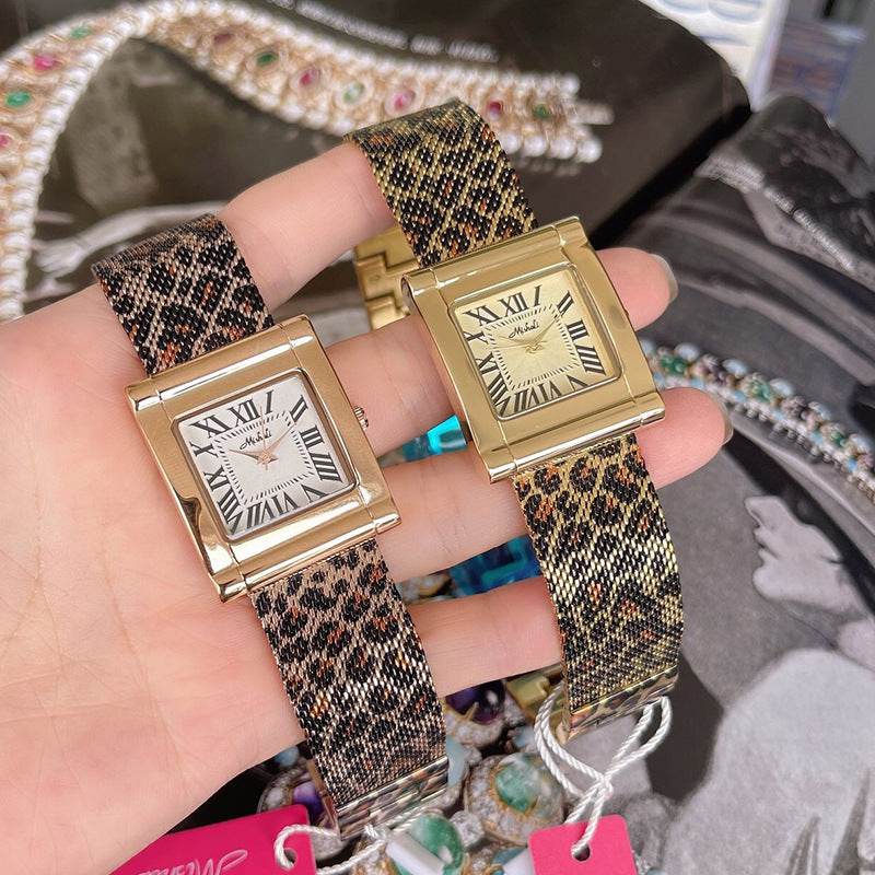 Fashion Steel Belt Leopard Print Square Watch - Waterproof & Stylish for Women - Buy Center