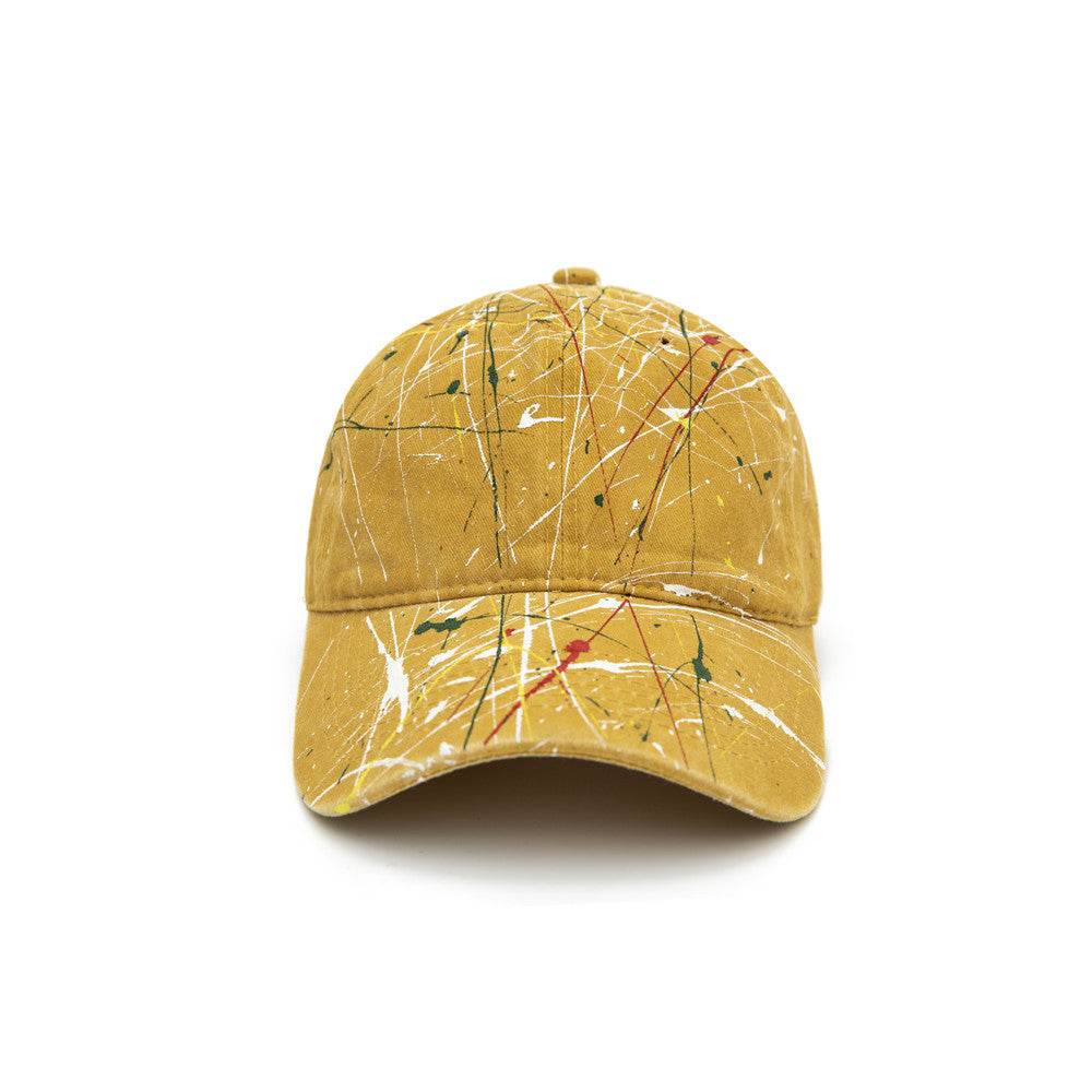 Buycenter Adjustable Hand-Splashed Baseball Cap - Curved Wide Brim - Buy Center