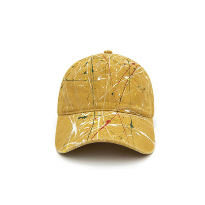 Buycenter Adjustable Hand-Splashed Baseball Cap - Curved Wide Brim - Buy Center
