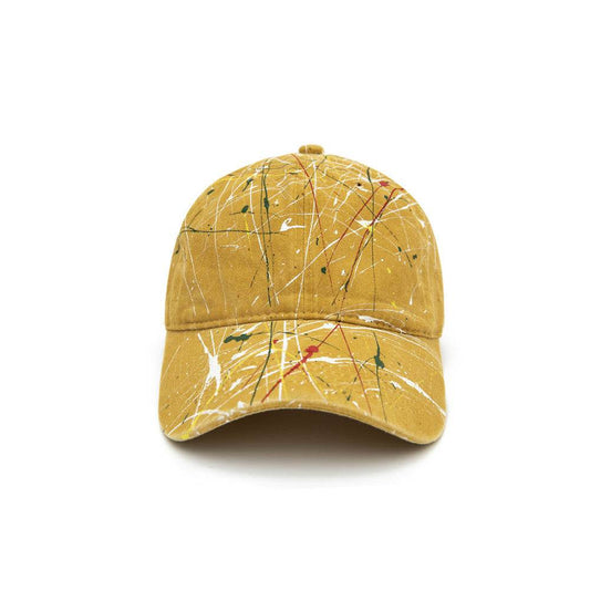 Buycenter Adjustable Hand-Splashed Baseball Cap - Curved Wide Brim - Buy Center