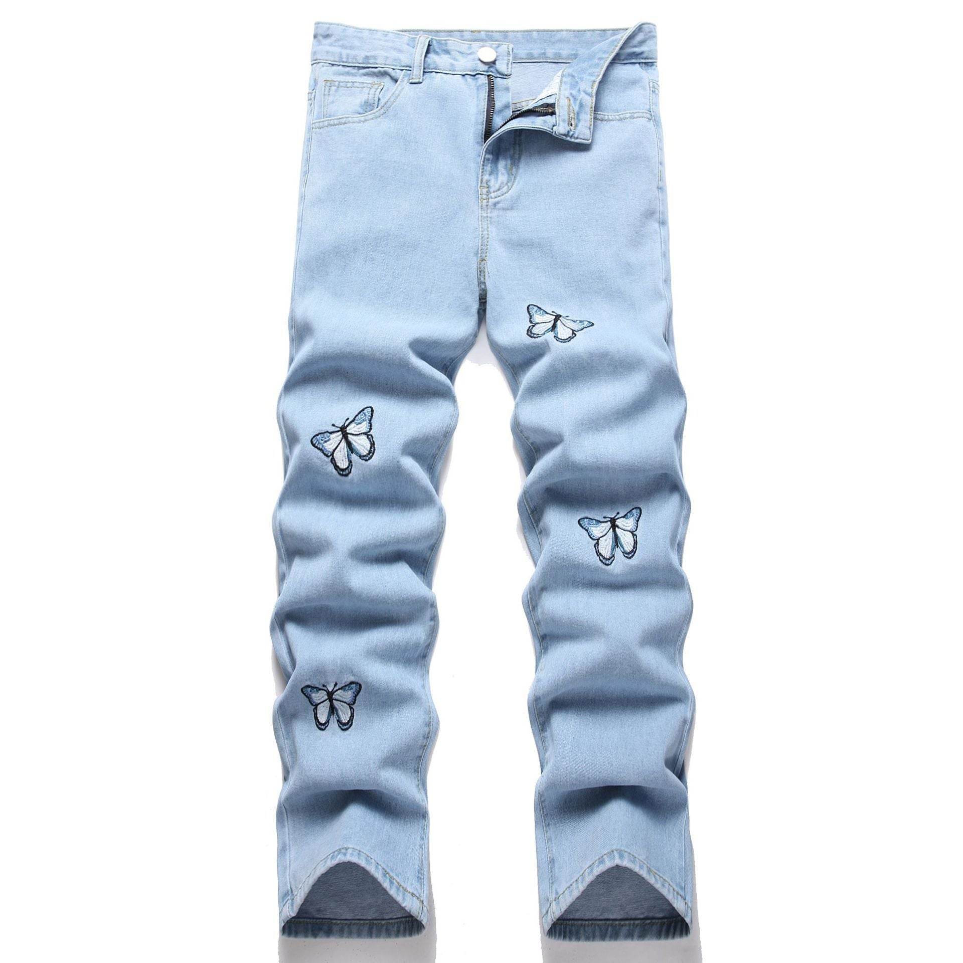 Fashionable Embroidered Men's Jeans - Stylish Casual Cotton Pants - Buy Center