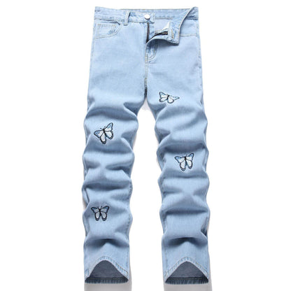 Fashionable Embroidered Men's Jeans - Stylish Casual Cotton Pants - Buy Center
