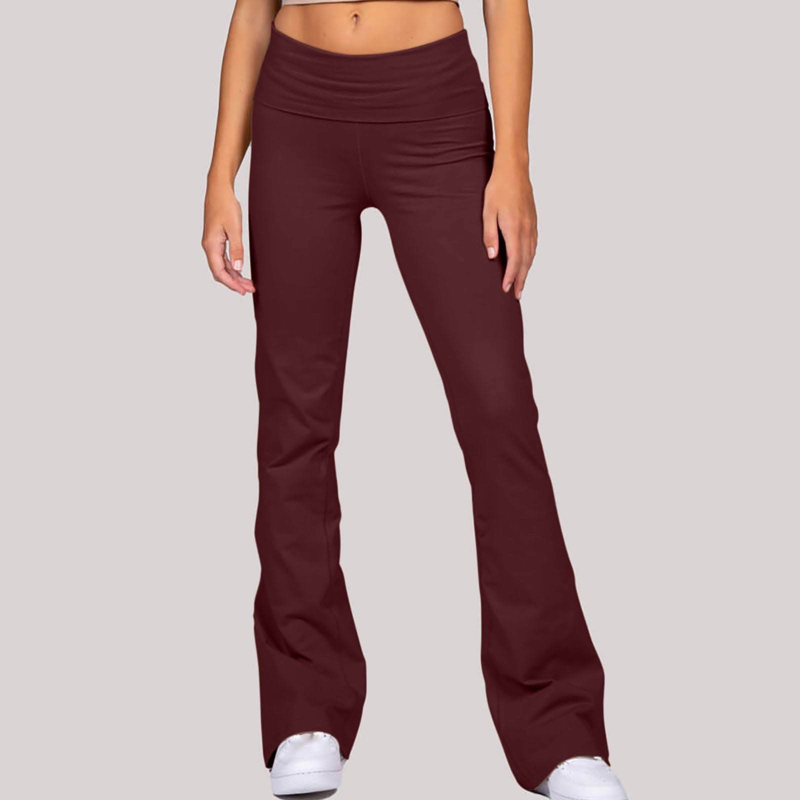 Slim-Fit Low Waist Bell-Bottom Pants - Stylish Wide Leg in Black & Wine - Buy Center