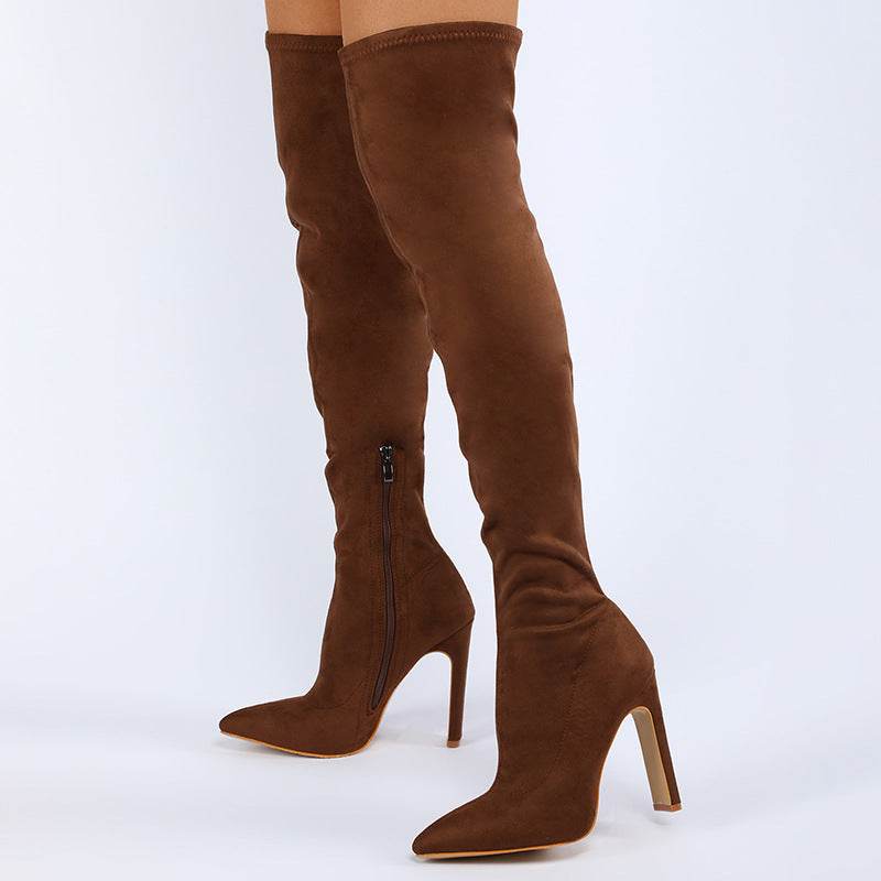 Women's Thick-Heeled Zipper Boots - Stylish Solid Colors for 2025 - Buy Center