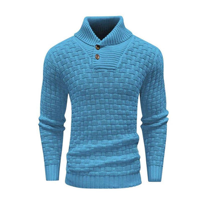 Buycenter Men's Slim Turtleneck Sweater - Trendy Button Design Pullover - Buy Center