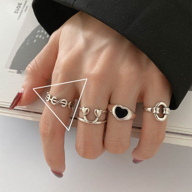 Fashionable Heart Dollar Smiling Face Ring - Adjustable Silver Plated Design - Buy Center