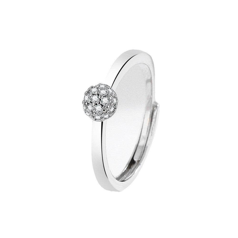 Silver Hydrangea Design Ring - Electroplated White Gold for Women - Buy Center