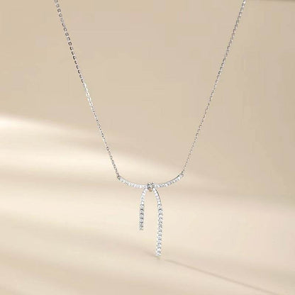 Buycenter Women's Bow Necklace - Elegant White Gold Plated Design - Buy Center