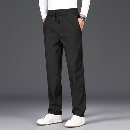 Buycenter Men's Fleece-Lined Straight Suit Pants - Winter Casual Trousers - Buy Center