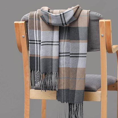 British Plaid Cashmere Scarf - Stylish Tassels, Perfect for Couples & Families - Buy Center
