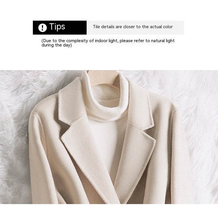 Buycenter Creamy-White Slim-Fit Woolen Coat for Women - Elegant Style - Buy Center