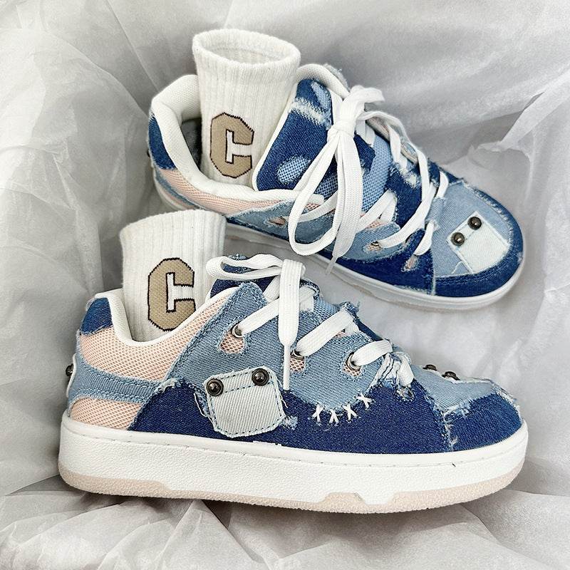 Denim Canvas Cold Glue Shoes - Breathable Low Top Casual Footwear - Buy Center