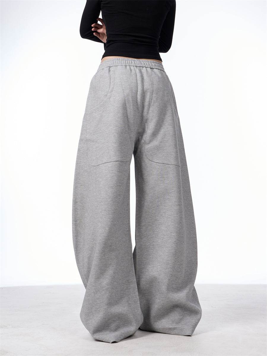 American-Style Wide-Leg Pants - Deconstructive Design in Black & Gray - Buy Center