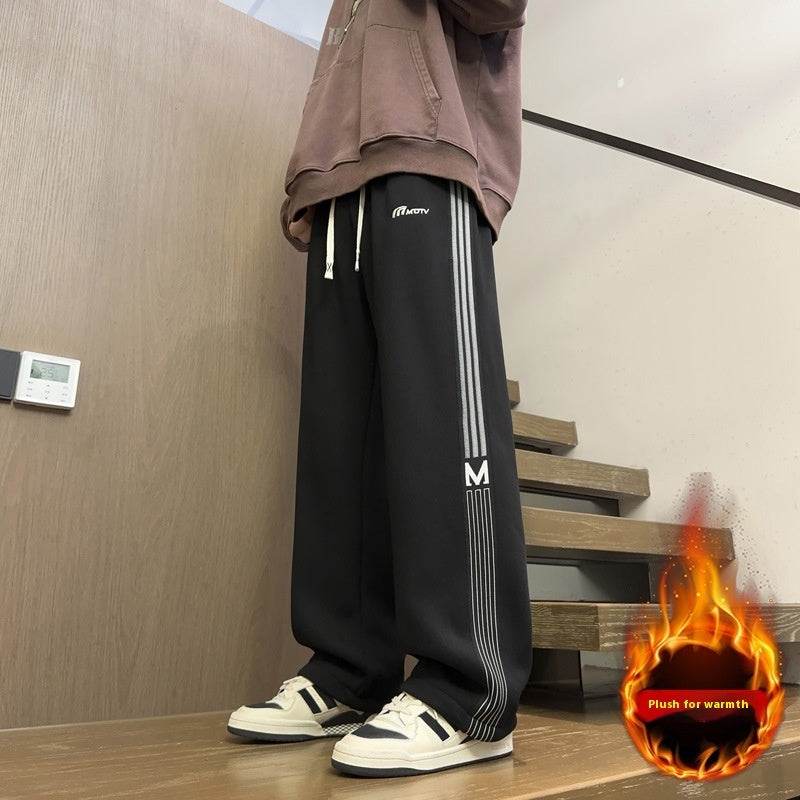 Fashion Brand Loose Casual Sweatpants - Black & Gray Stripes Style - Buy Center