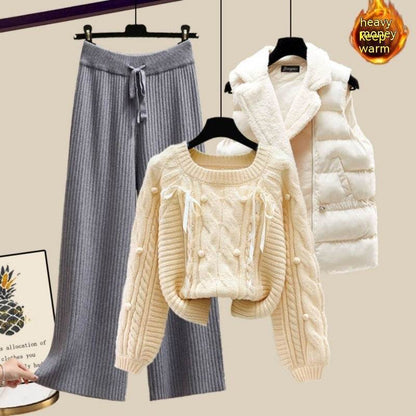 Women's Three-Piece Sweater Vest & Pants Suit - Cozy Urban Style 2025 - Buy Center