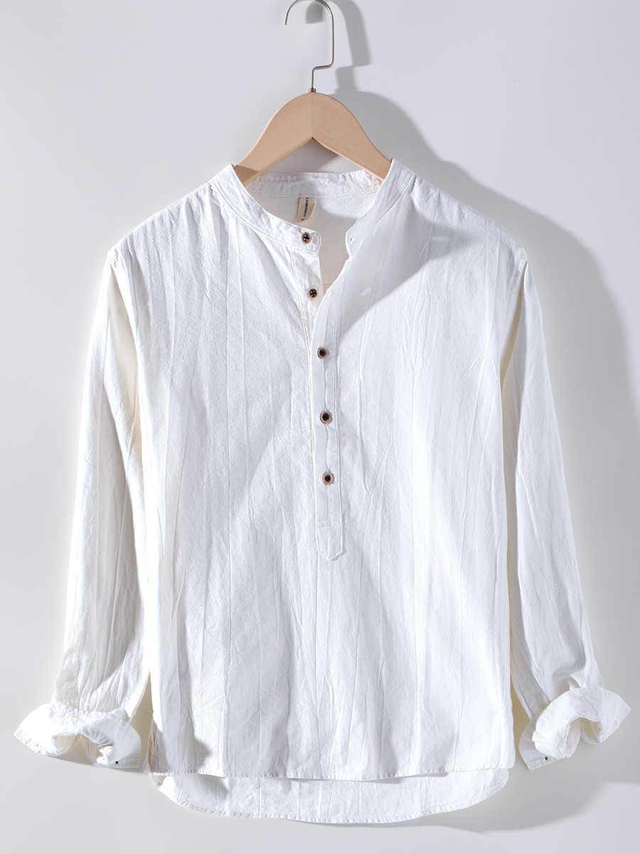 Buycenter Long Sleeved Linen Shirt - Retro Stand Up Collar Style 2025 - Buy Center