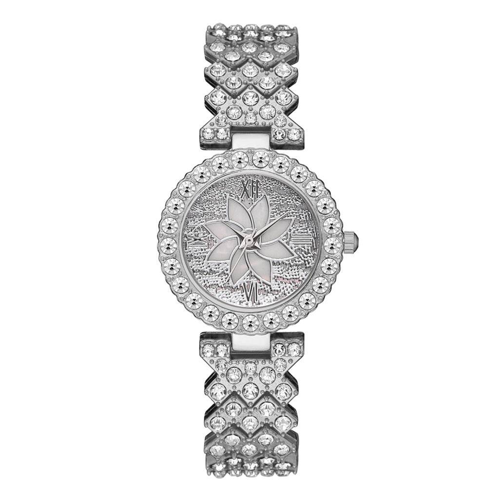 Center Diamond-Embedded Starry Sky Bracelet Watch for Women - Rose Gold & Silver - Buy Center
