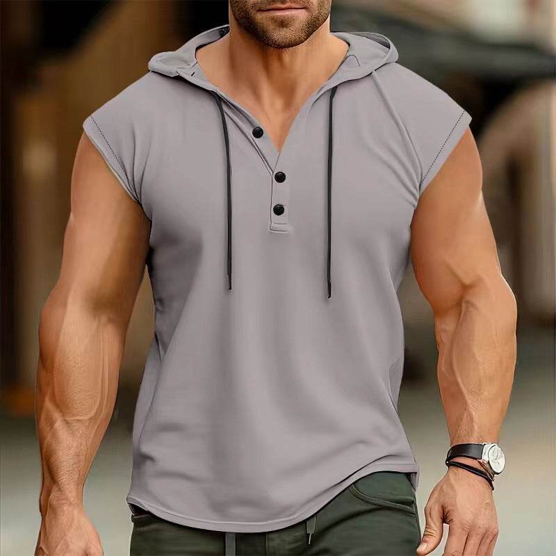 Summer Men's Solid Color Vest - Lightweight Cotton Blend for Sports - Buy Center