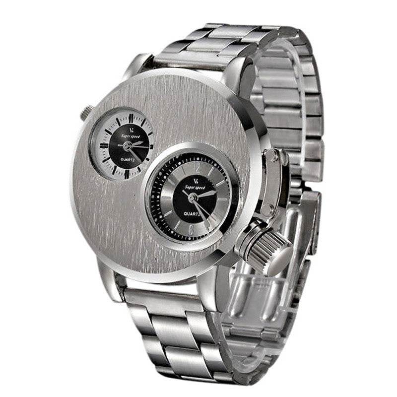 Buycenter Large Double-Movement Quartz Watch for Men - Stainless Steel - Buy Center