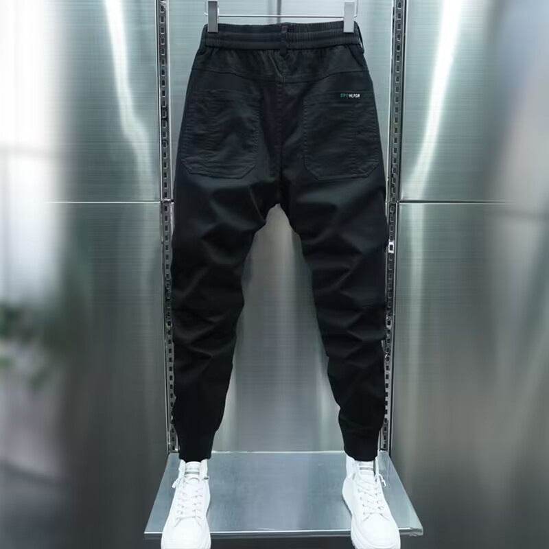 Stylish Solid Color Harem Trousers - Elastic Ankle Tie, Mid Waist Fit - Buy Center