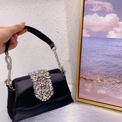 Bow Diamond Silk Satin Flap Bag - Elegant Clutch for All Occasions - Buy Center