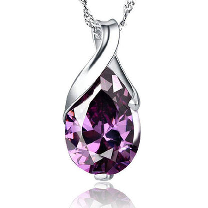 Buycenter Sweet Purple Crystal Necklace - Angel Tears Pendant for Women - Buy Center