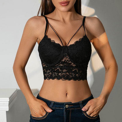 Buycenter Lace Backless Slip Top - See-Through Black Blazer for Women - Buy Center