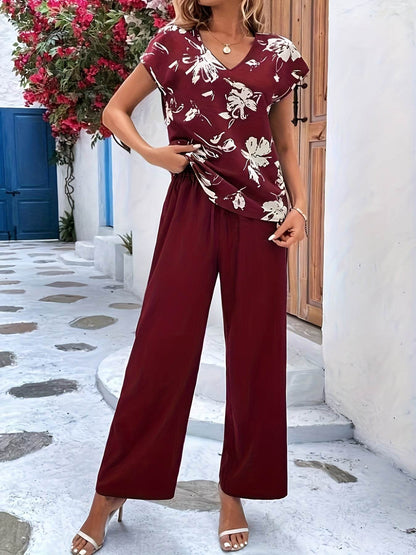 Elegant Floral Women’s Pantsuit - Casual Summer Outfit 196 - Buy Center