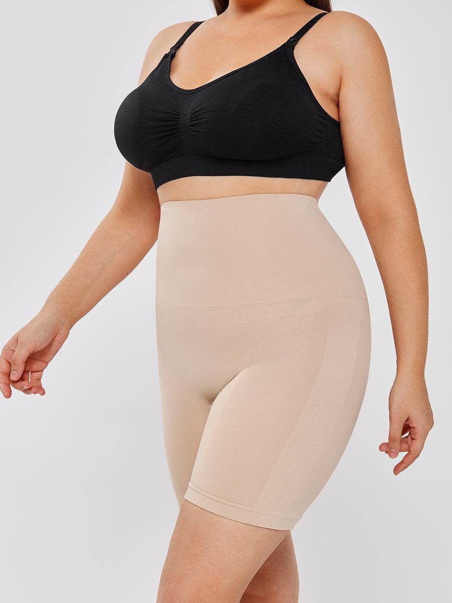 High Waisted Body Shaper Shorts - All Season Women's Leggings in Apricot & Black - Buy Center