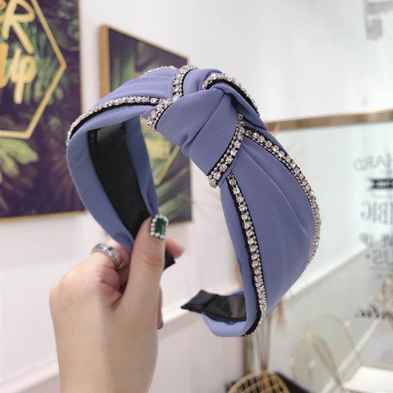 Diamond Studded Knotted Headband - Stylish Wide-Brimmed Hair Accessory - Buy Center