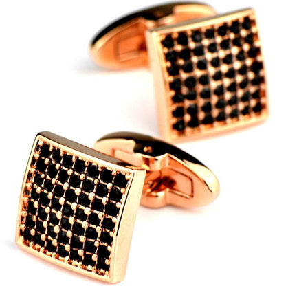 Full Diamond Precision Rose Gold Cufflinks - Elegant White Diamonds Style - Buy Center