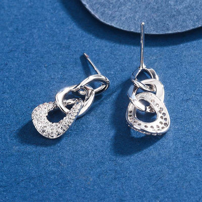 Trendy Diamond-Embedded Three-Chain Earrings - Unisex Geometric Style - Buy Center