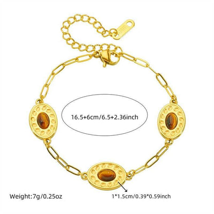 Buy Center Retro Gold-Plated Stainless Steel Oval Geometry Bracelet - Buy Center