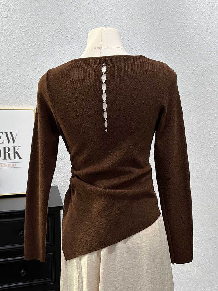 Women's Slim Fit Long-Sleeve T-Shirt - V-Neck Pleating Blouse 2025 - Buy Center