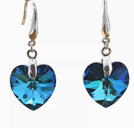 Love Earrings in 925 Silver - Elegant Blue & White for Women - Buy Center