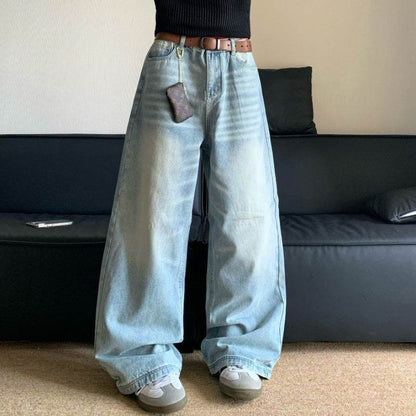 Retro Washed Loose Men's Jeans - Stylish Straight Wide-Leg Denim Pants - Buy Center