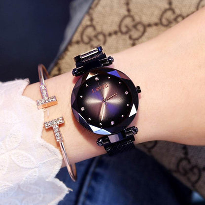 Women's Starry Quartz Watch - Sleek 8mm Lazy Magnet Strap, Stylish Design - Buy Center
