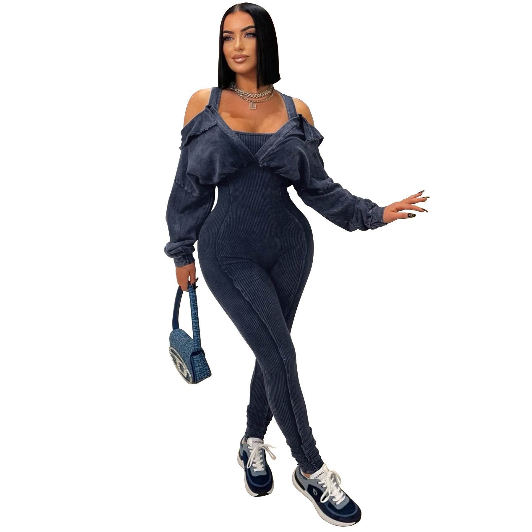 European American Fashion Women's Jumpsuit - Long Sleeve, High Waist Style - Buy Center