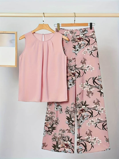 Elegant Sleeveless Top & Wide Leg Pants Set - Spring/Summer Fashion - Buy Center