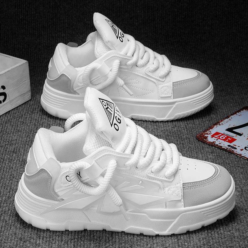 Trendy Men’s Thick Bottom Sneakers - Casual Harajuku Style, Multiple Colors - Buy Center