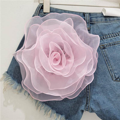 Women's Flower Denim Shorts - Trendy Low Waist Style for Summer 2025 - Buy Center