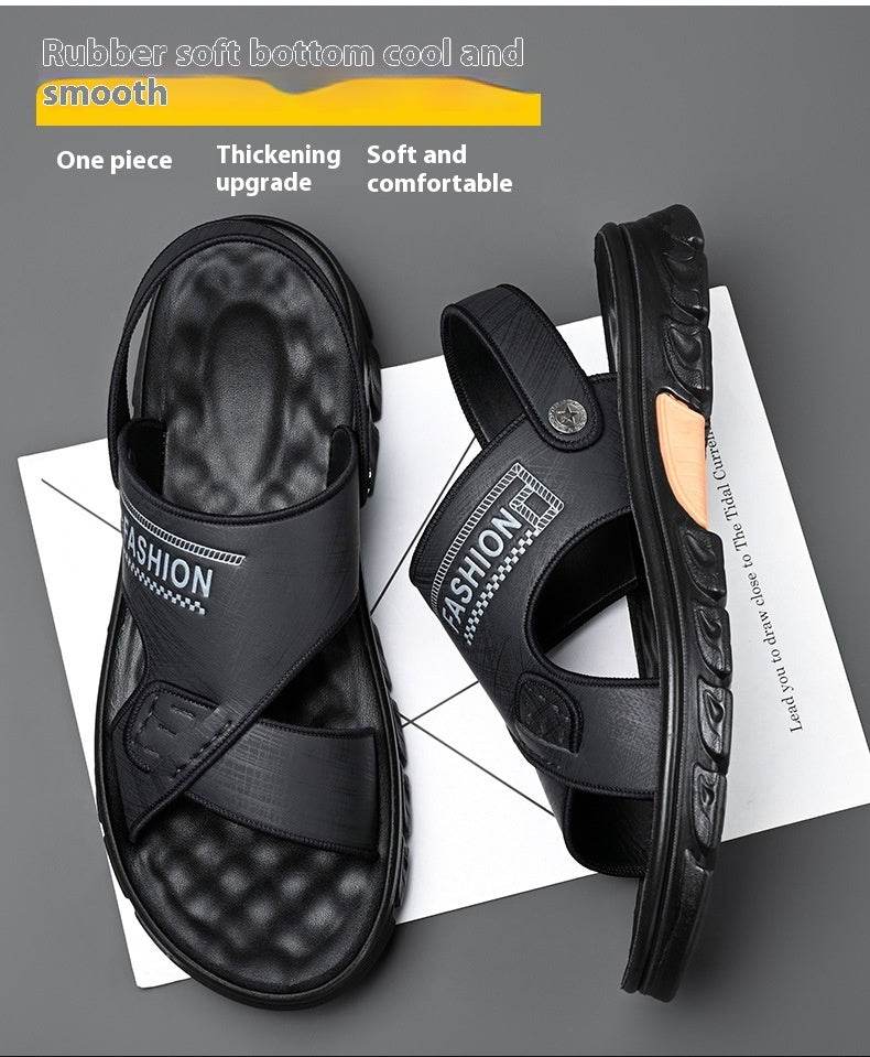 Men's Summer Cowhide Sandals - Breathable Open Toe Casual Footwear - Buy Center