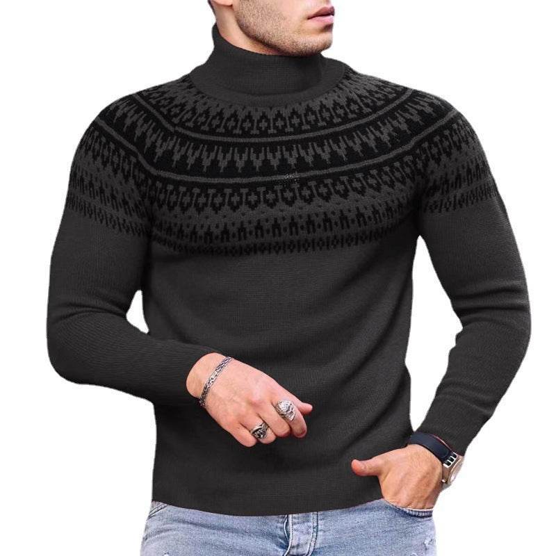 Buycenter Vintage Patchwork Turtleneck - Slim Fit Long Sleeve Top - Buy Center
