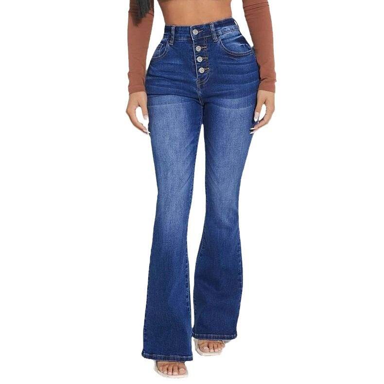 High Waist Stretch Skinny Jeans - Dark Blue Women's Premium Denim - Buy Center